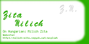 zita milich business card